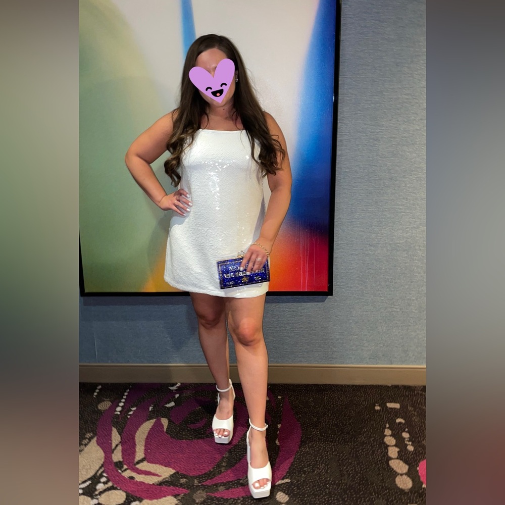 ABERCROMBIE & FITCH - White sequin dress. Size LP. Perfect for a bachelorette!